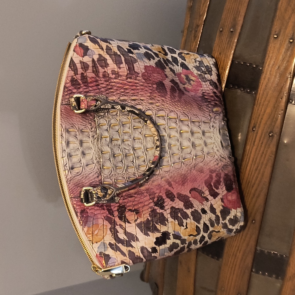 Brahmin Large Duxbury Satchel, Elegant Multicolor Designer Handbag Purse - Picture 2 of 8